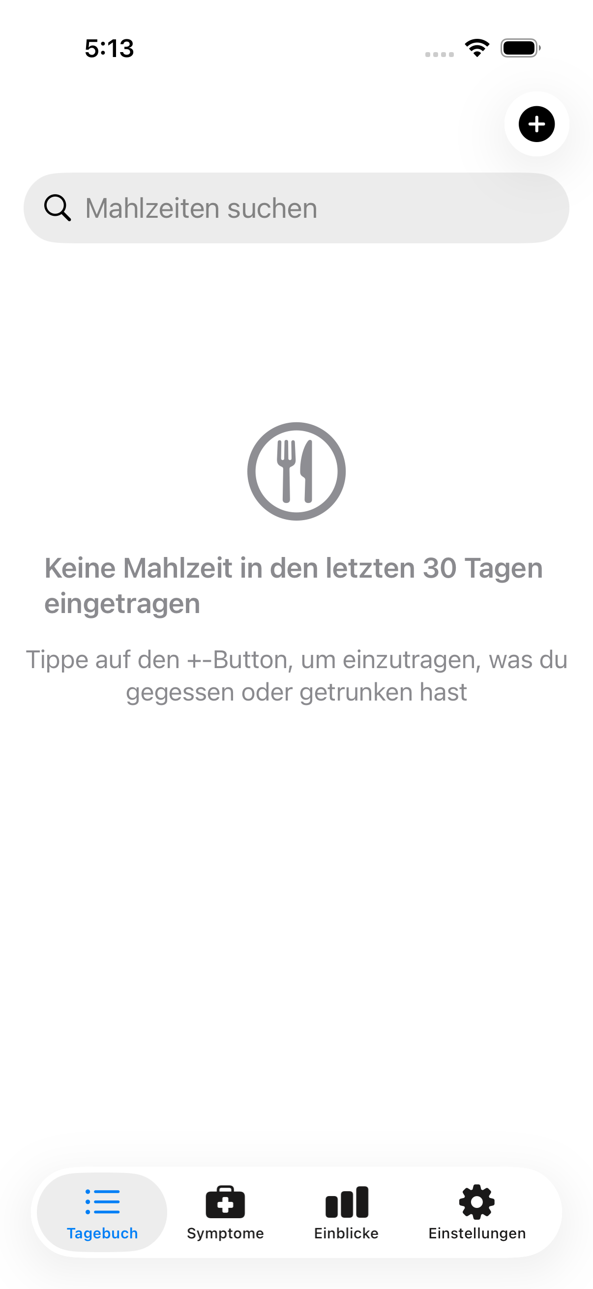 Intestigator-App zeigt die Hauptoberfläche