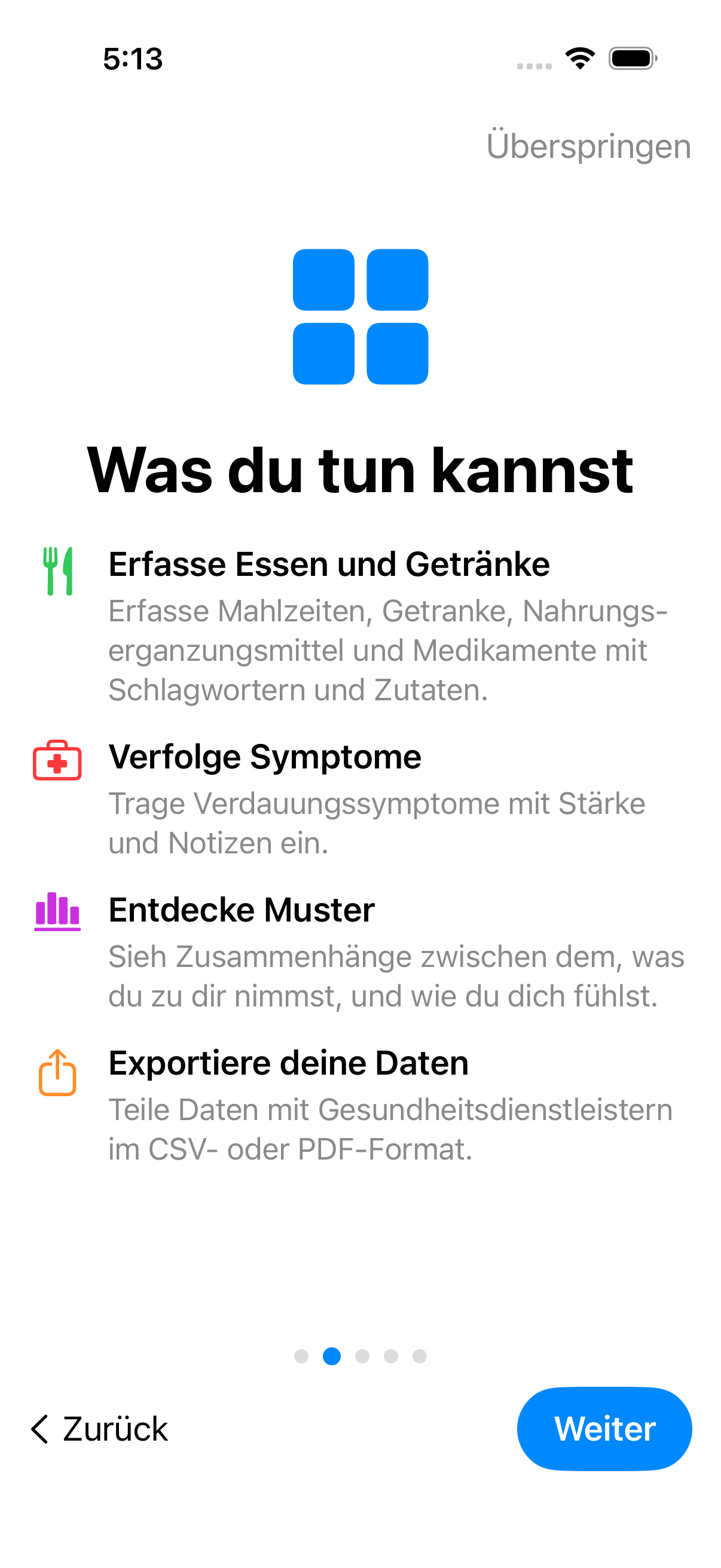 Funktionsübersicht zeigt Tracking-Möglichkeiten