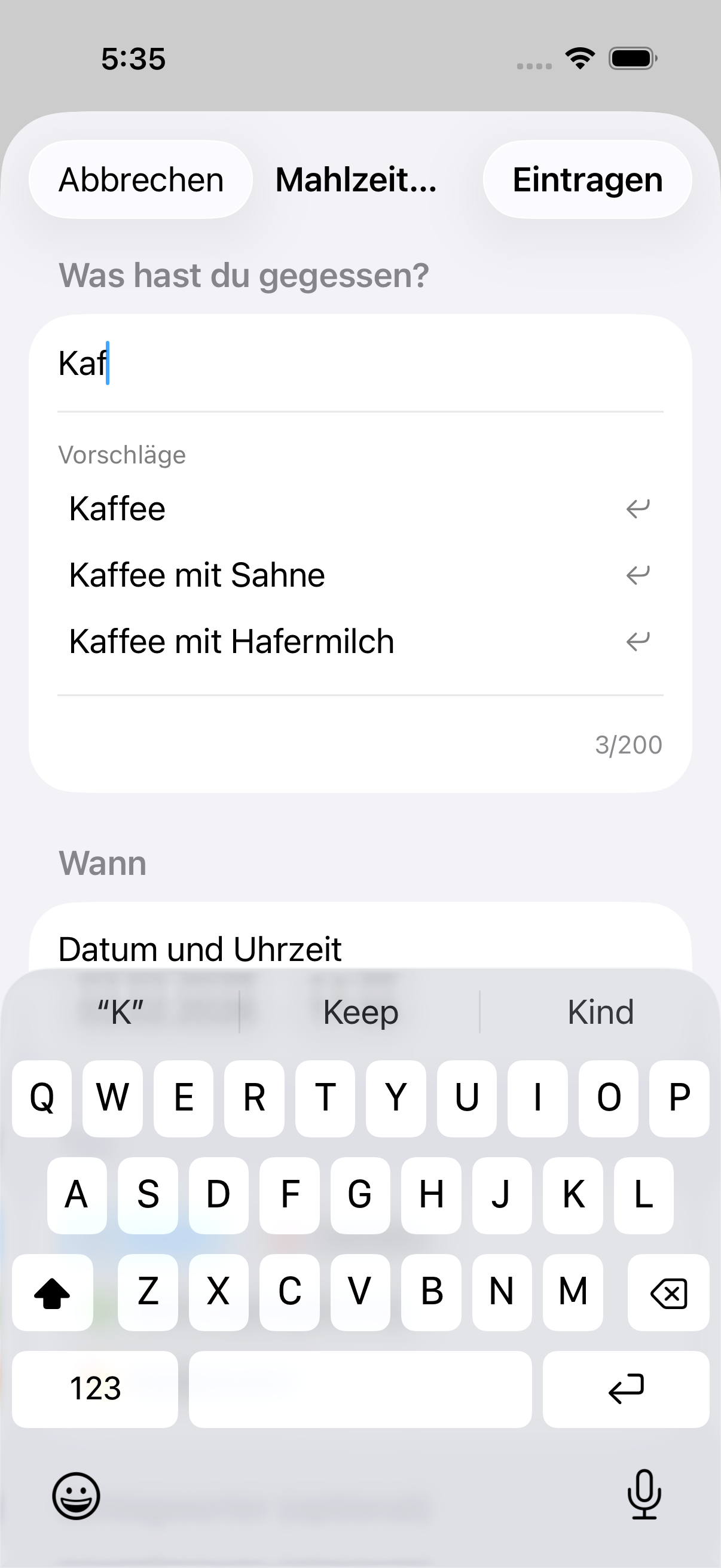 Autovervollständigungs-Dropdown zeigt vorherige Einträge
