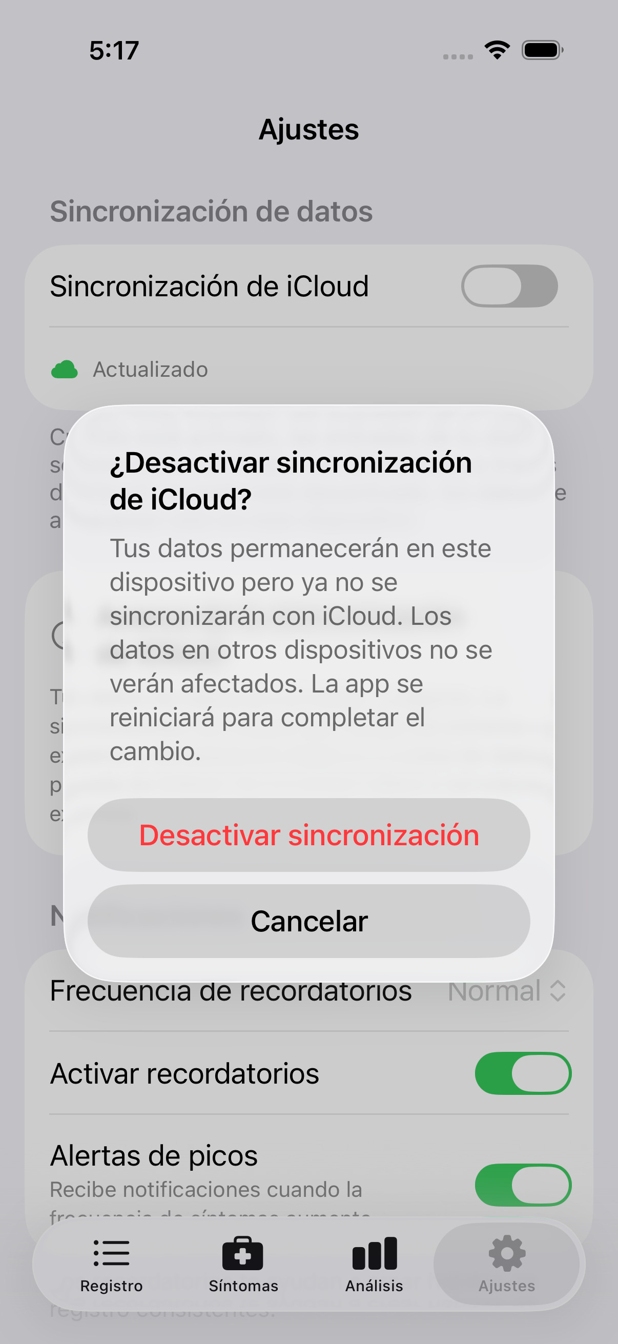 Ajustes de notificaciones