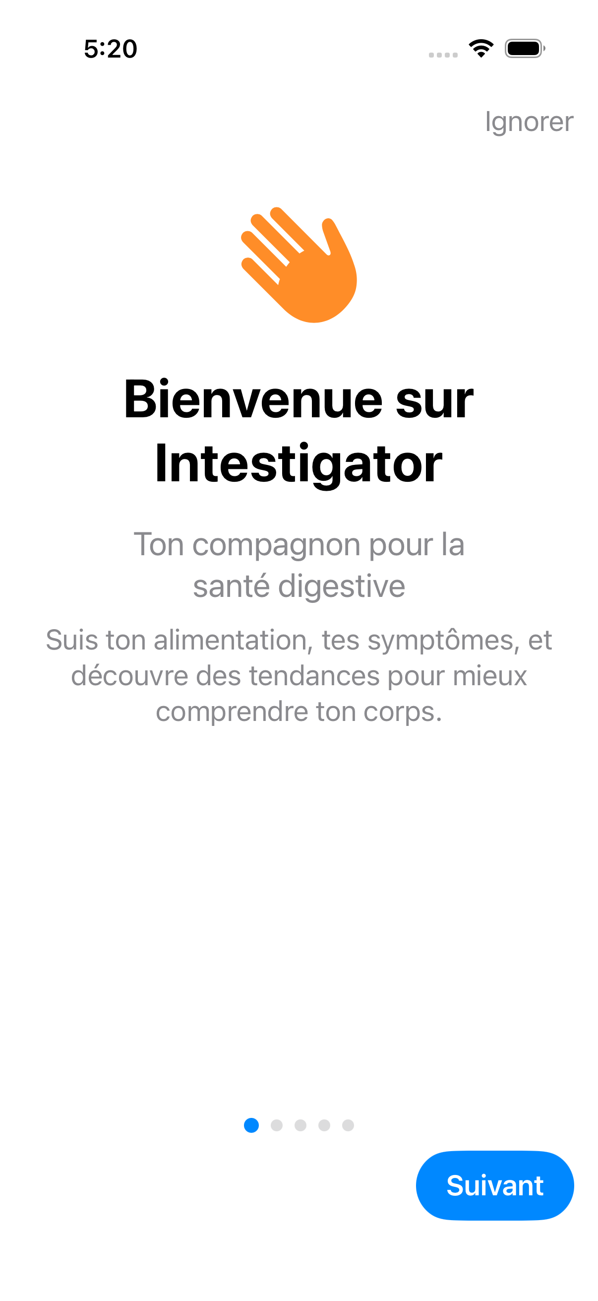 Écran d'accueil montrant l'introduction d'Intestigator