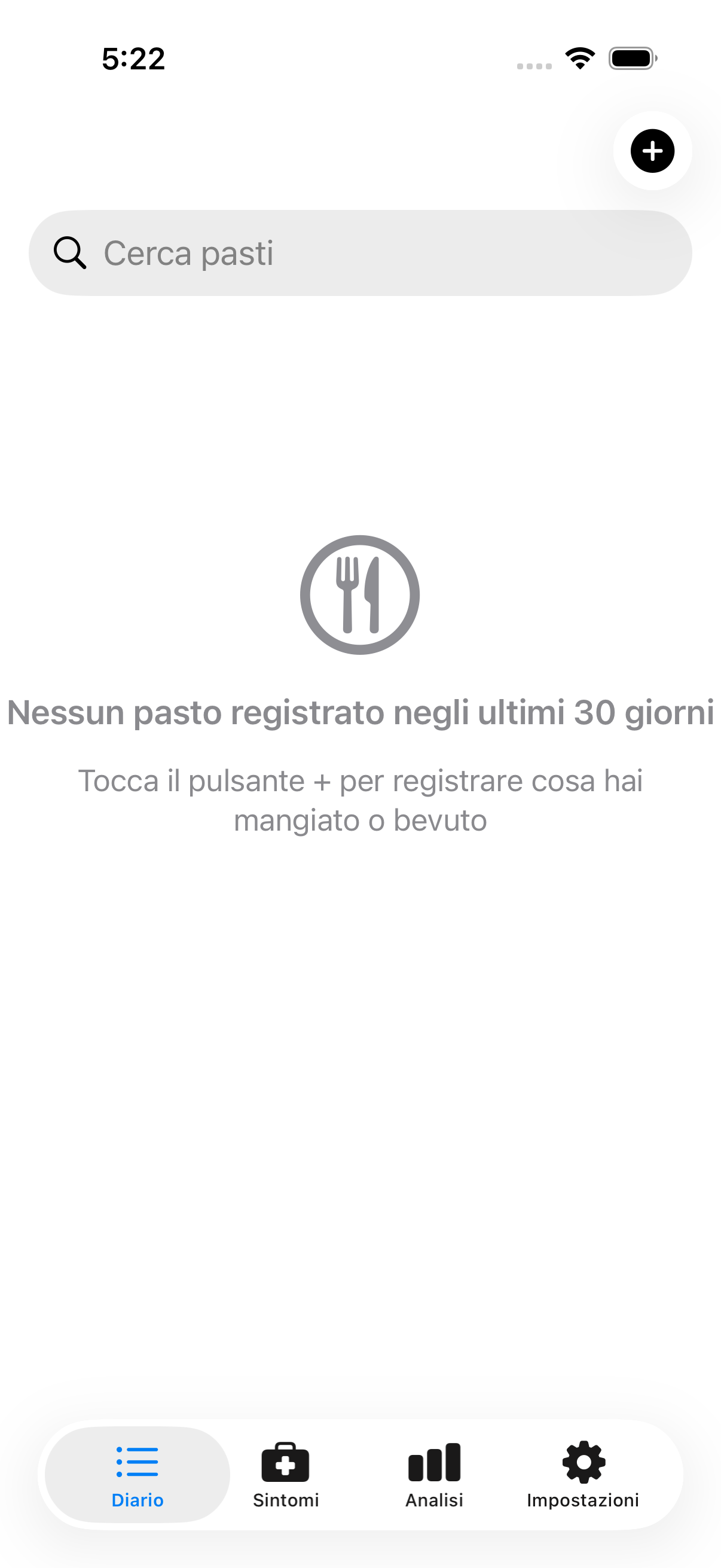 App Intestigator che mostra l'interfaccia principale