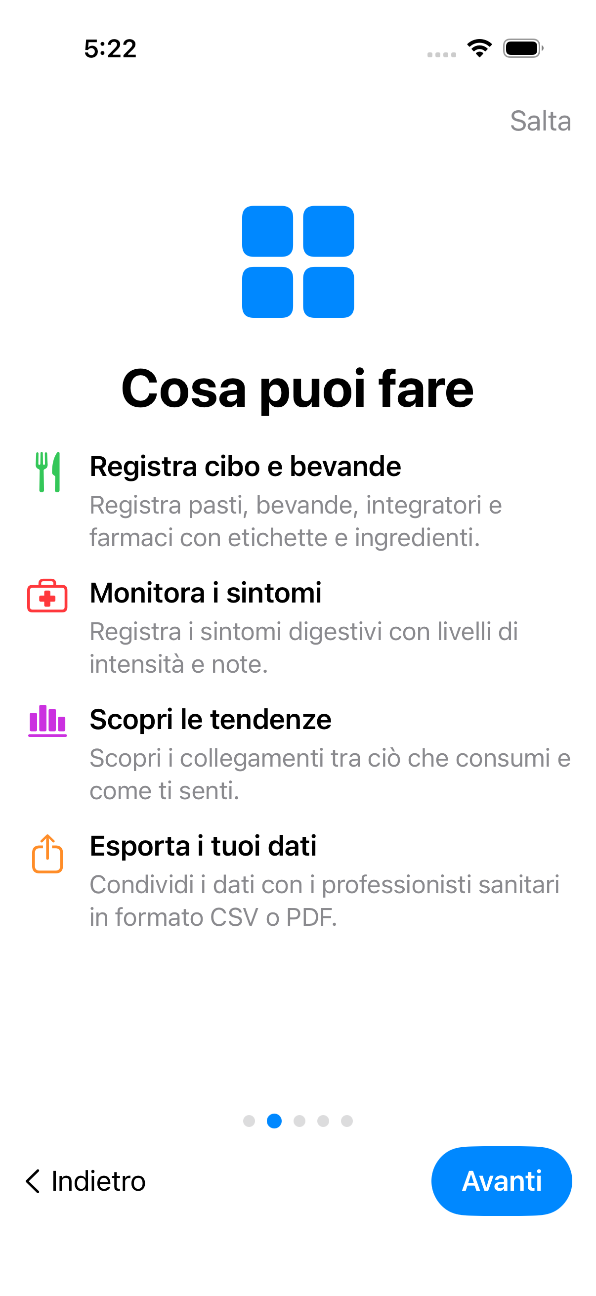 Panoramica delle funzionalità che mostra le capacità di tracciamento