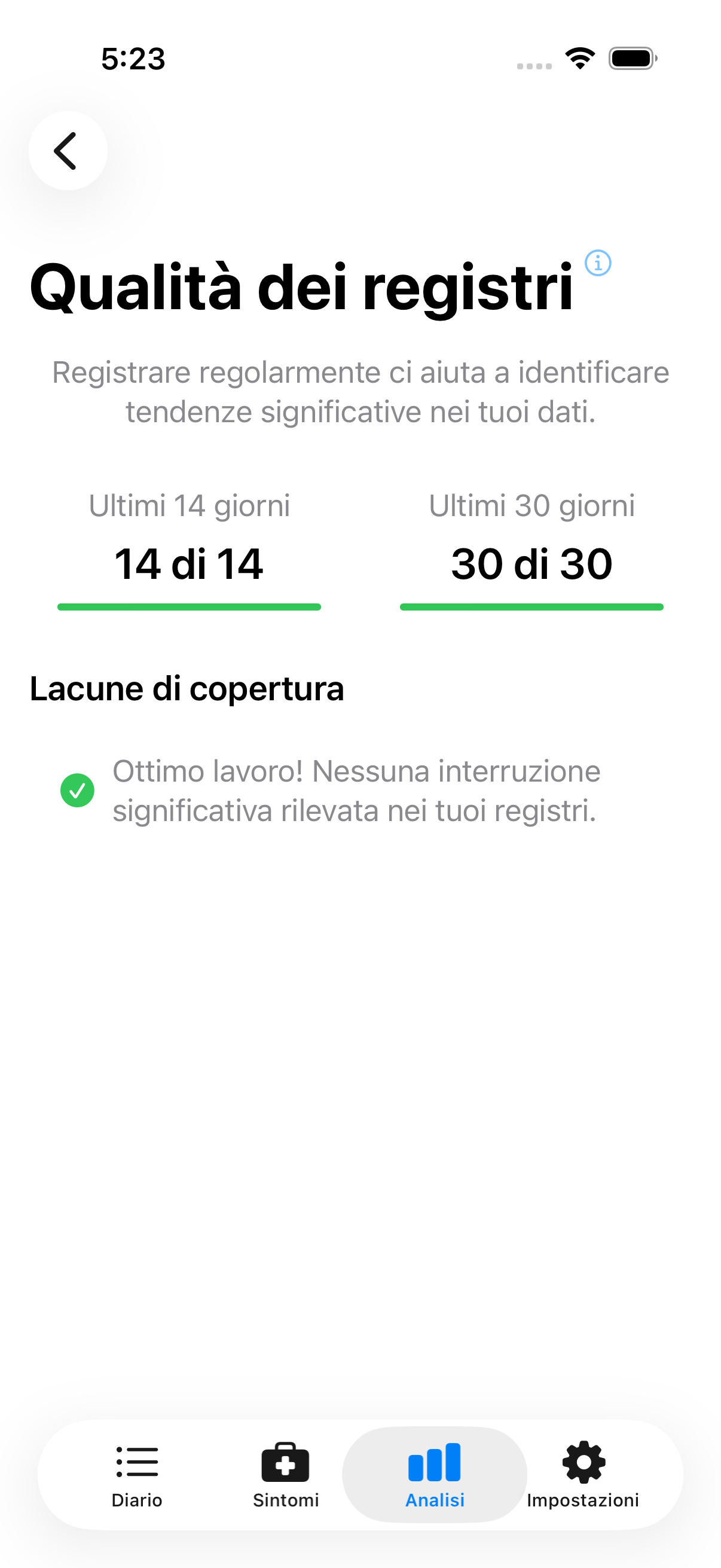 Dashboard della qualità delle registrazioni