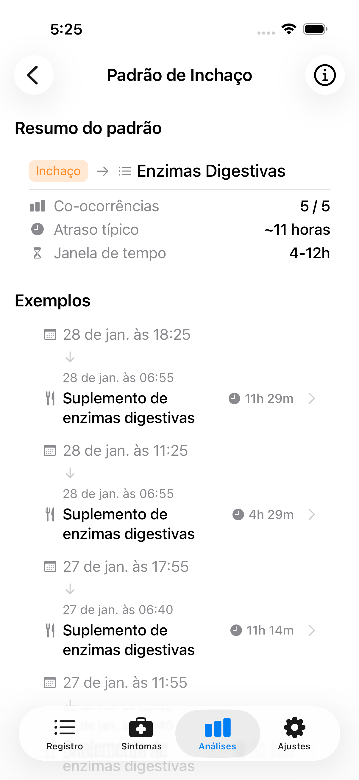 Detalhe da correlação mostrando instâncias específicas