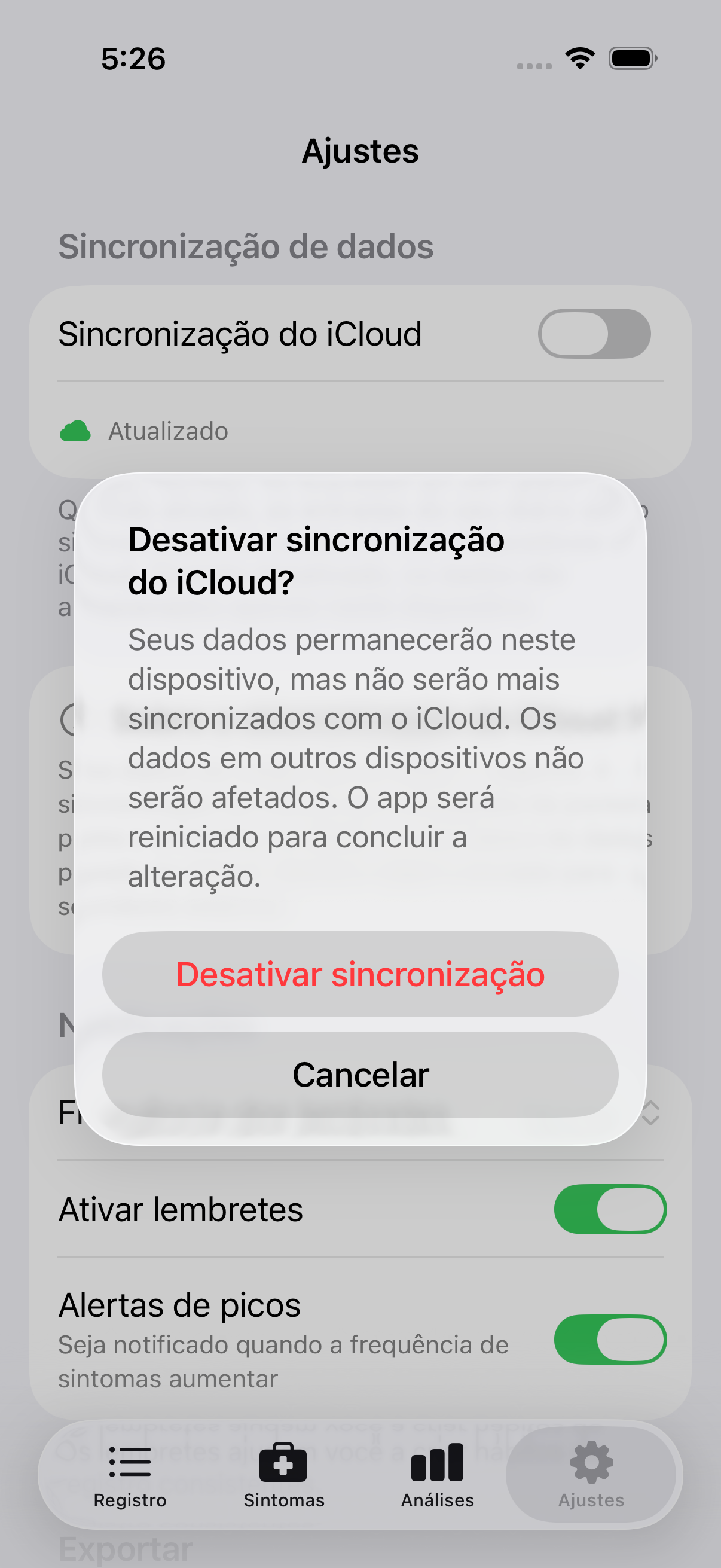 Configurações de notificação